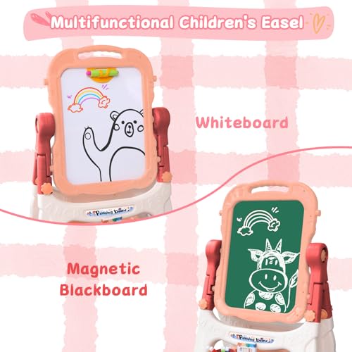 Zxyculture 001 Easel For Kids, Double Sided Kids Art Easel With White Board & Chalk Board, Adjustable Standing Toddler Easel thumb #5