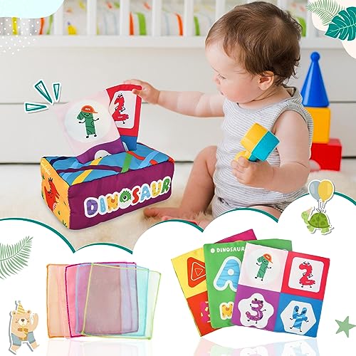 AUOKAI Baby Tissue Box Toy, Baby Toys 0-6 Months Sensory Toys for Babies, Soft Stuffed High Contrast Crinkle Toys of Baby, Baby Montessori Toys, Early Learning Toys for 6-12 Months Boys Girls Gifts - Image 3