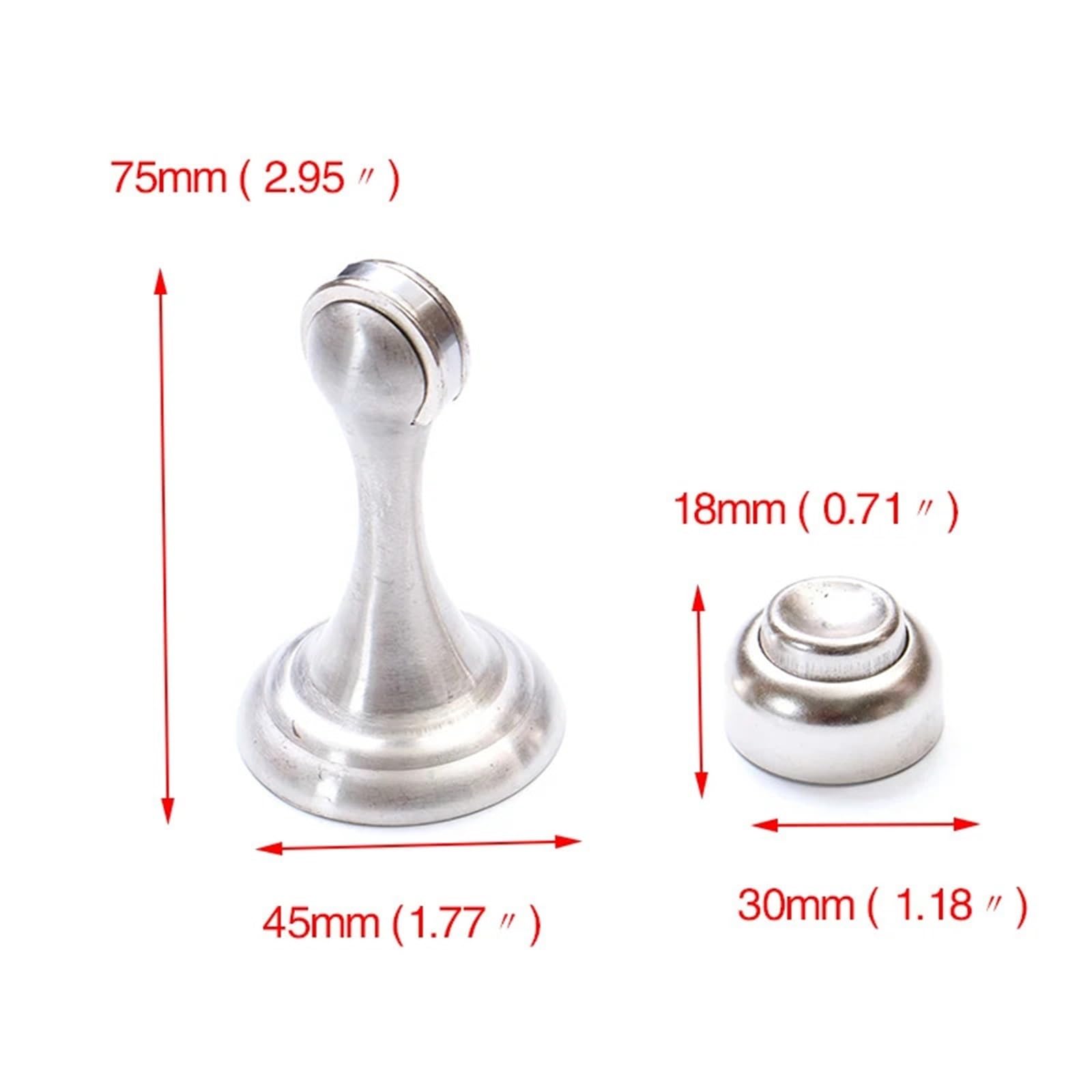 Tope de puerta magnético plateado acero inoxidable, soporte tapón, accesorio suelo con tornillos for dormitorio, hogar familiar, Etc., 4 Uds para Puertas de Madera(White)