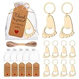 50 Pcs Footprint Keychain Bottle Opener Baby Shower Return Favors For Guests Baby Foot Bottle Opener Gift Baby Shower Party Favors Or Souvenir Guest With Organza Bags And Thank Tags