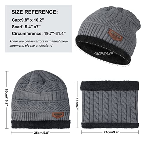 Image of Loritta Winter Hats for Men, 3 PCS Fleece Beanie Scarf Gloves Set