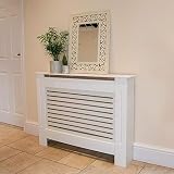 Wido LARGE WOODEN MDF LAMINATED WHITE SLATTED RADIATOR COVER H82 x W151 x D19CM...