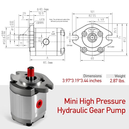 Image of Hydraulic Gear Pump, High Pressure Hydraulic Pump, Mini Flat Key Shaft SAE Gear Oil Pump, High Strength SP Series Gear Pump, 21MPa, 6ml /r, Max. 3200rpm