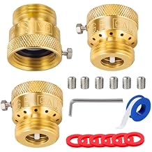 الصمام الأمريكي 3/4 "Inch 3 Pack Solid Brass Hose Connection قواطع الفراغ موصل منع التدفق الخلفي مع مفتاح ألين + مسامير مجموعة سداسية بدون رأس