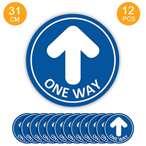 Flechas Adhesivos para Suelo,TAOPE 12 Pack One Way Etiquetas de Piso-Pared de Distancia Social, Pegatinas de Dirección 31CM para Guía de Control de Multitudes Colegio Restaurante Hospital + Raspador