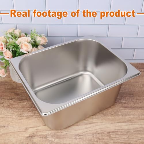 Image of 4 Pack 1 /2 Size, 6 Inch Deep Steam Table Pan, Silver 201 Stainless Steel Chafing Pan, Half Size Hotel Steam Pans for Weddings, Parties, Restaurants, Cafeterias and Hotels