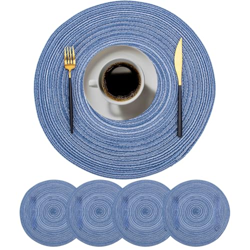 【4枚セット】ランチョンマット 丸型 プレースマット 北欧風 おしゃれ 撥水 洗える 断熱 耐熱 滑り止め 食卓用 ダイニング テーブルマット キッチン インテリア カフェ風 おうち時間