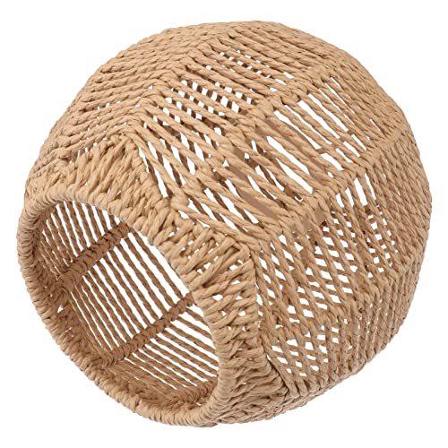 Image of Small Wicker Lamp Shade for Hanging Lamp, 5.5Inch Woven Pendant Rattan Light Fixture Shade for Living Room Bedroom Restaurant Ceiling (15 x 15 cm)