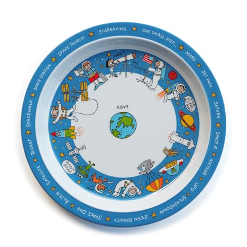 Tyrrell Katz Kids Space Printed Plate in Melamine - Dishwasher Safe Children's Outdoor Dining Everyday Tableware - 21.5 cm