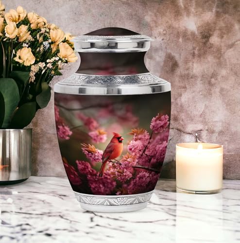 Image of Cardinal Bird Urn Large Urn for Ashes for Women & Men 1 Large & 1 Small | Keepsake Urns for Funeral, Funeral Decorative Ashes