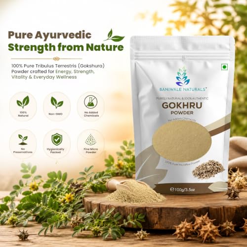 Image of Gokshura Powder - 100g | Tribulus Terrestris /Gokhru Churna | Boost Energy, Strength & Testosterone | Pure & Natural | Non GMO With No Added Preservatives