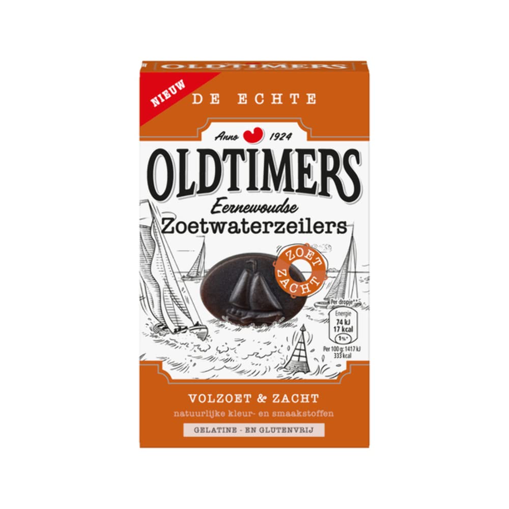 Regaliz holandés | Caja de marineros de agua dulce Oldtimers | Paquete de 6 | Regaliz holandés | Regaliz holandés a granel | 49 oz | 1410 Gr