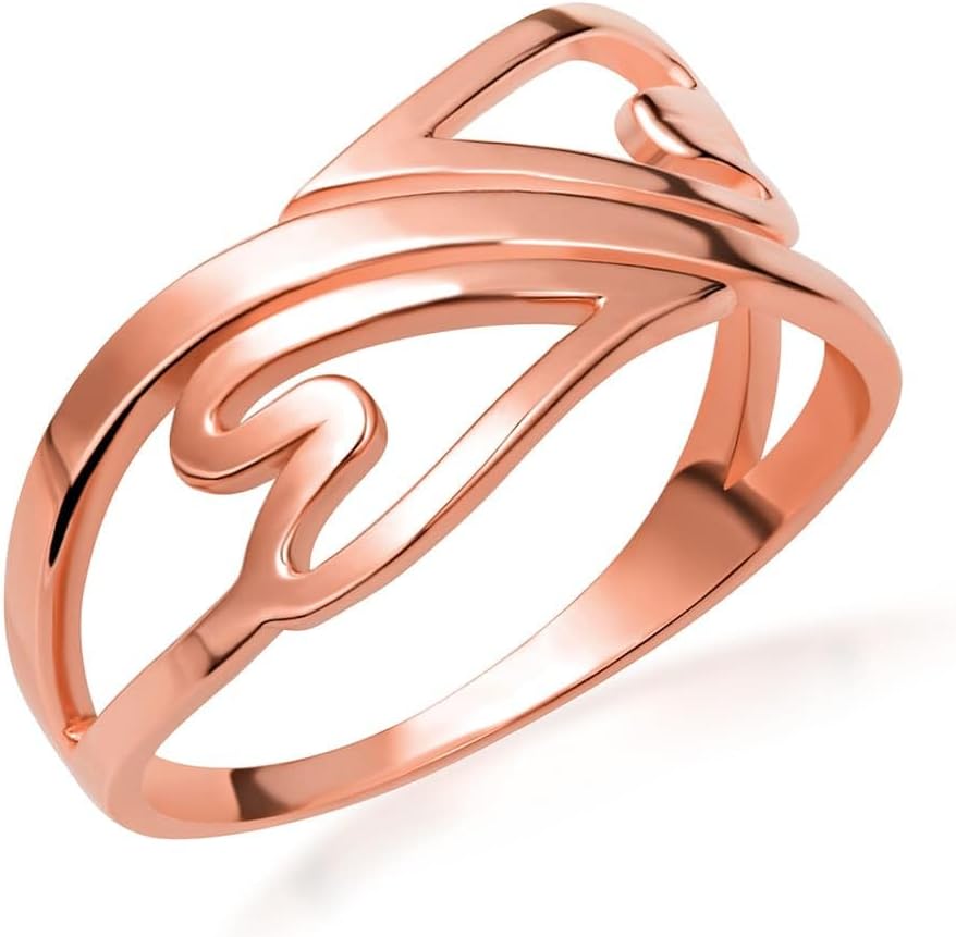 Claddagh Gold 10K &14K Elongated Double Heart Love Ring Available In Yellow/Rose/White Gold Gold with Multiple Ring Size
