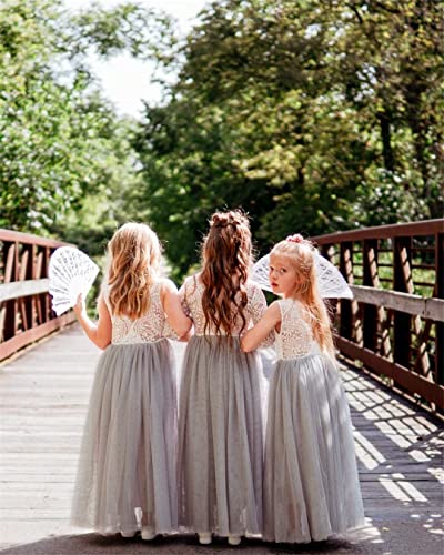 Image of 2Bunnies Girl Peony Lace Back A-Line Straight Tutu Tulle Party Flower Girl Dress