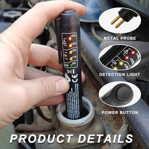 Image of Brake Fluid Liquid Tester Pen, DOT 3 DOT 4 DOT 5.1 Brake Diagnostic Testing Pen Tool, Brake Fluid Liquid Oil Analyzer with 5 LED Indicators, Universal Car Accessories (2 PCS)