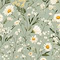 Kifoio Vintage Daisy Floral Wallpaper Green Floral Peel and Stick Wallpaper Boho Flower Contact Paper 17.3"×78.8" Self Adhesive Removable Wall Paper for Bedroom and Bathroom Vinyl Rolls