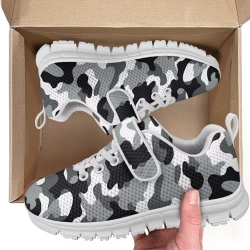 Kids Shoes, Boys Girls Sneakers Lightweight Athletic Walking/Running Tennis Shoes(Little Kid/Big Kid) Camouflage Pattern（White Sole）2