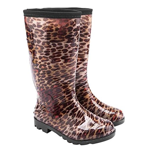 Bota Galocha Feminina Onça Cano Longo Impermeável Pvc Leve - 40