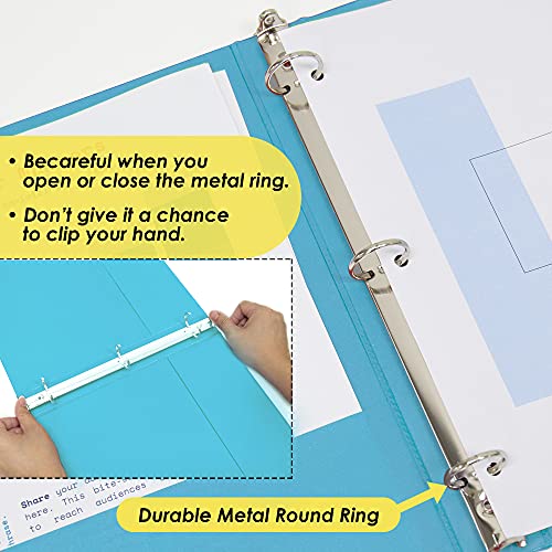 Image of BAZIC Products 1 /2 inch Cyan 3-Ring View Binder, Round Ring, 2 Pockets, 4-Pack | round rings, 1 /2 in Cyan view 3-ring binder, 2 inside pockets, holds up to 100 sheets, Durable poly cover