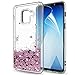 Produktbild LeYi Hülle Galaxy A5 2018 / Galaxy A8 2018 Glitzer Handyhülle mit HD Folie Schutzfolie,Cover TPU Bumper Silikon Treibsand Clear Schutzhülle für Case Samsung Galaxy A5 2018 Handy Hüllen ZX Rosegold