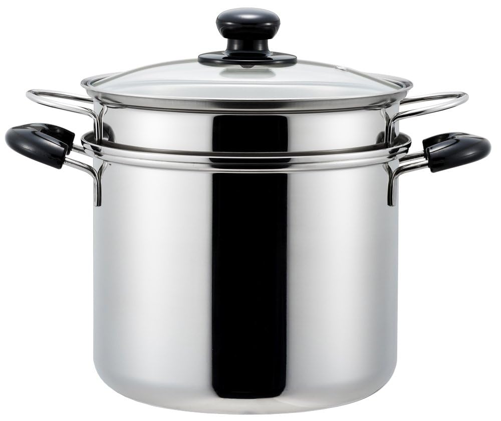 Amazon | パスタポット22cm 6.5L ガラス蓋 中子付き 両手鍋 IH・ガス火