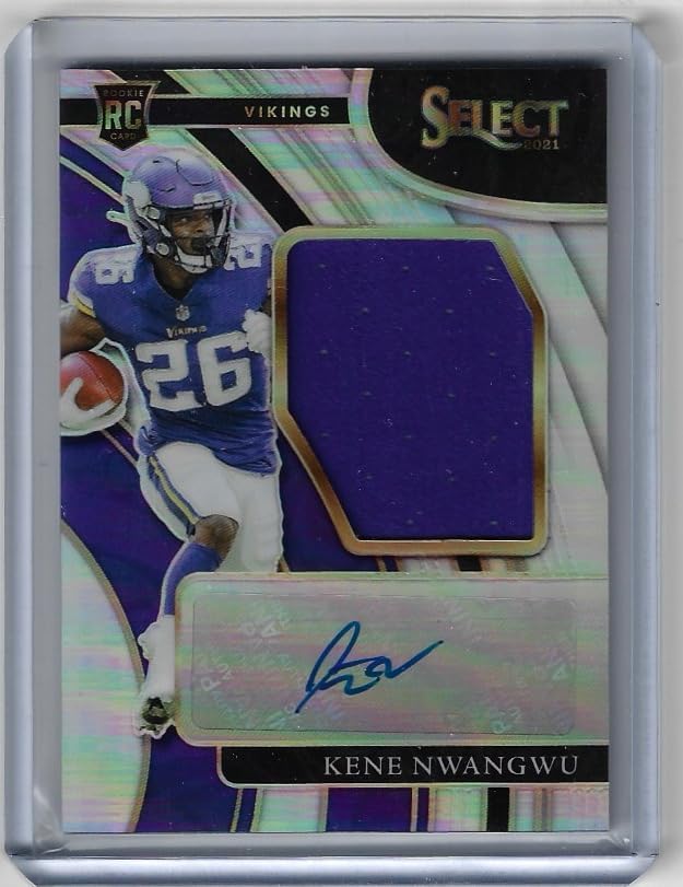 Kene Nwangwu Autographed & Serial Numbered 01/99 Color Match Game Used Jumbo Materials Relic Memorabilia Rookie Card Collectible Football Card- 2021 Panini Select Football Card #JRS-KNW (Vikings)