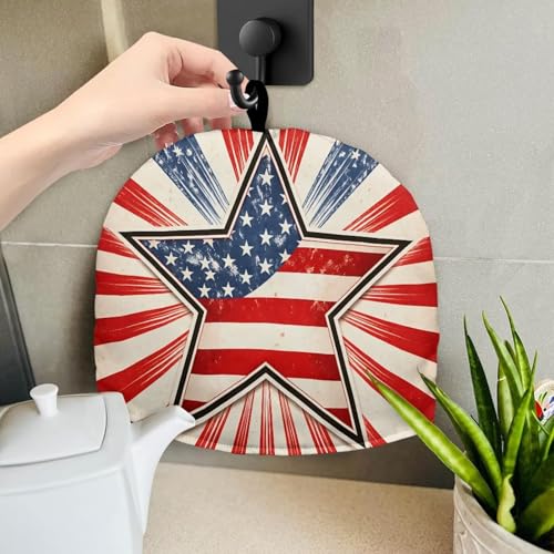 Image of American Stars Print Tea Pot Cover Teas Cosy Insulated Tea Cozies Home Kitchen Decoration Teapot Dust Cover Warming Tea Kettle Quilt Creative Gifts for Banquet