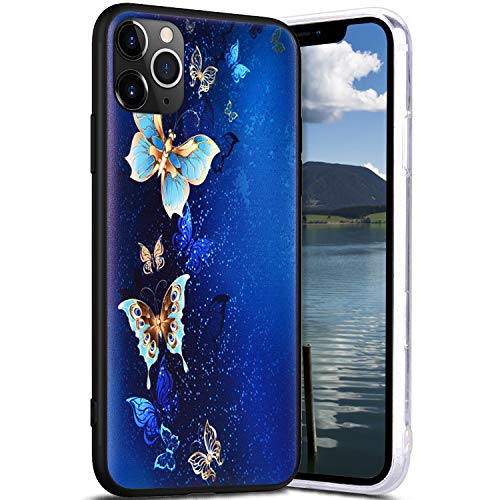 Robinsoni Case Compatible with iPhone 11 Pro Cover Silicone Case Simple Pattern Rubber Cover Flexible Bumper Case Black Back Phone Case Ultra Thin Protetive Case for iPhone 11 Pro Monarch Butterfly