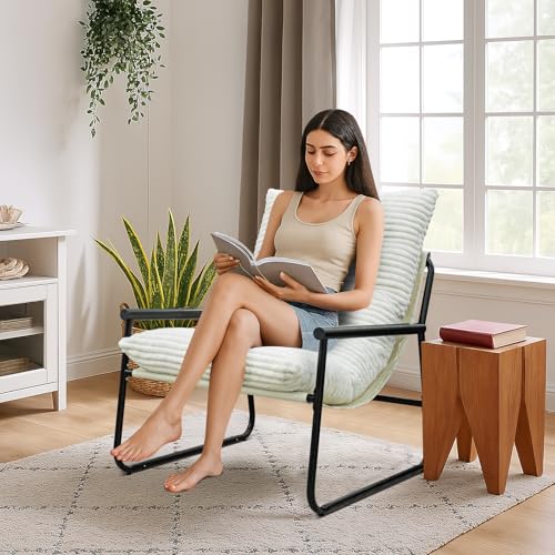 Sillón moderno con brazos y tapizado lino blanco miniatura 3