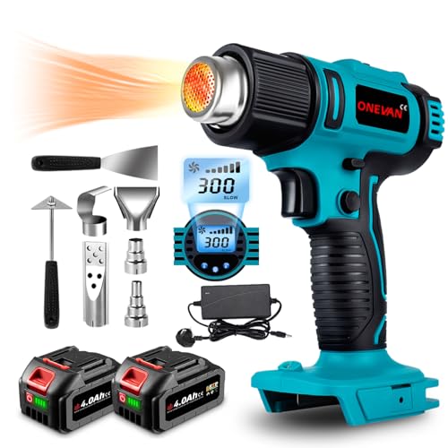 Cordless Battery Hot Air Gun Heat Shrink Gun - 9 Levels Adjusted Heat Gun with LCD Digital Display(50-500°C), 3 Nozzle for Crafts, Shrinking PVC, Wrapping and Paint Stripping 1 Cordless Battery Hot Air Gun Heat Shrink Gun - 9 Levels Adjusted Heat Gun with LCD Digital Display(50-500°C), 3 Nozzle for Crafts, Shrinking PVC, Wrapping and Paint Stripping