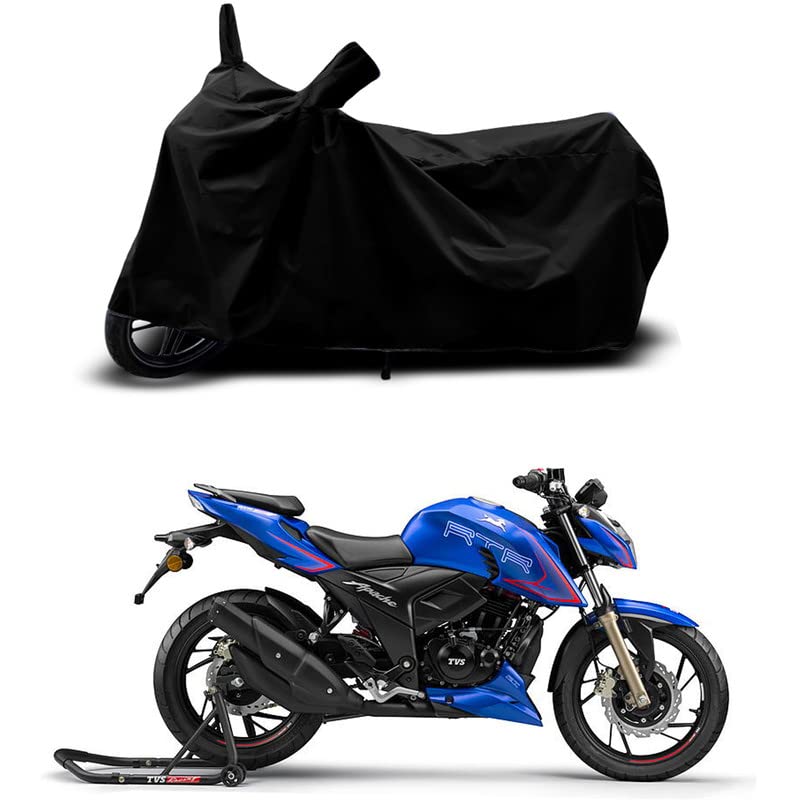 Image of 100% Scratchproof /UV-Rays /Heat Protection /Birds Dropping /Water Resistant /Dust Proof /Waterproof /Full Bike Scooty Two Wheeler Body Cover Compatible for Apache RTR 180 All Varients[Black]