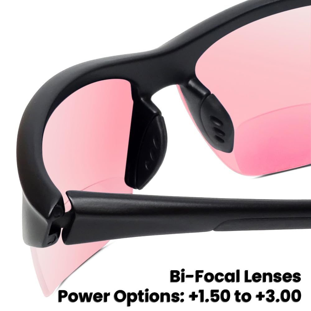 Sport 202BF - Gafas de seguridad bifocales para lectura, para hombres y mujeres, antivaho, envolventes, protección UV, sin montura