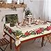 Yighty Rectangle Christmas Tablecloth 60x84In,Poinsettia Holly Pine Cone Christmas Table Cloth,Polyester Waterproof Wrinkle Resistant Durable Tablecloth for Holidays,Kitchen,Winter and Home Decor