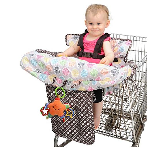 Nuby Baby Shopping Cart Cover and High Chair Cover 2 in 1, Flower Medallion, High Chair Cushion, Baby Grocery Cart Cover, Infant High Chair Cover, Safety Harness, Cart Cover, Toddler, Universal Size