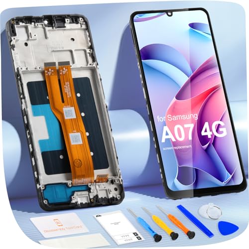 ARSSLY   Pantalla LCD para Samsung A07 4G LCD Display para Samsung Galaxy A07 4G A075 SM A075F de 6,7 pulgadas, pantalla digitalizadora Touch Screen Asamblea con reparación (negro, sin huellas)