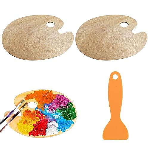 Bavooty Paleta Pintura Madera, Paleta Mezcla de Pintura con Agujero, 20 x 30cm, 2pcs