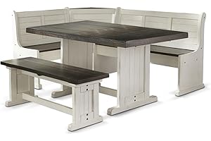Pemberly Row Corner Breakfast Nook Dining Set with Storage in Oak