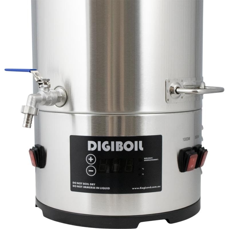 Kegland DigiBoil Electric Kettle - 35 Liters / 9.25 Gallons (110V) | 1500W Power | Digital Temperature Control | Stainless Steel | Beer Brewing Machine