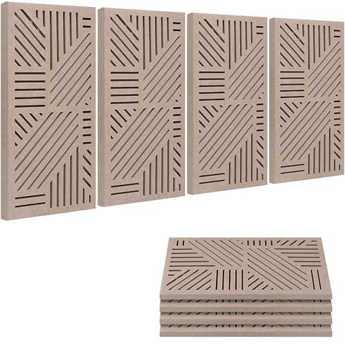 BUBOS 4 Pack Thickened Acoustic Panels, 23.6''x11.8'' Self-Adhesive Sound Absorbing Cavity Acoustic Wall Panels for Theater Studio Room Recording Room Gaming Room Meeting Rooms,VortexCore Camel