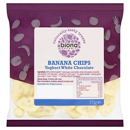 Biona Organic Banana Chips Yoghurt White Chocolate 70g