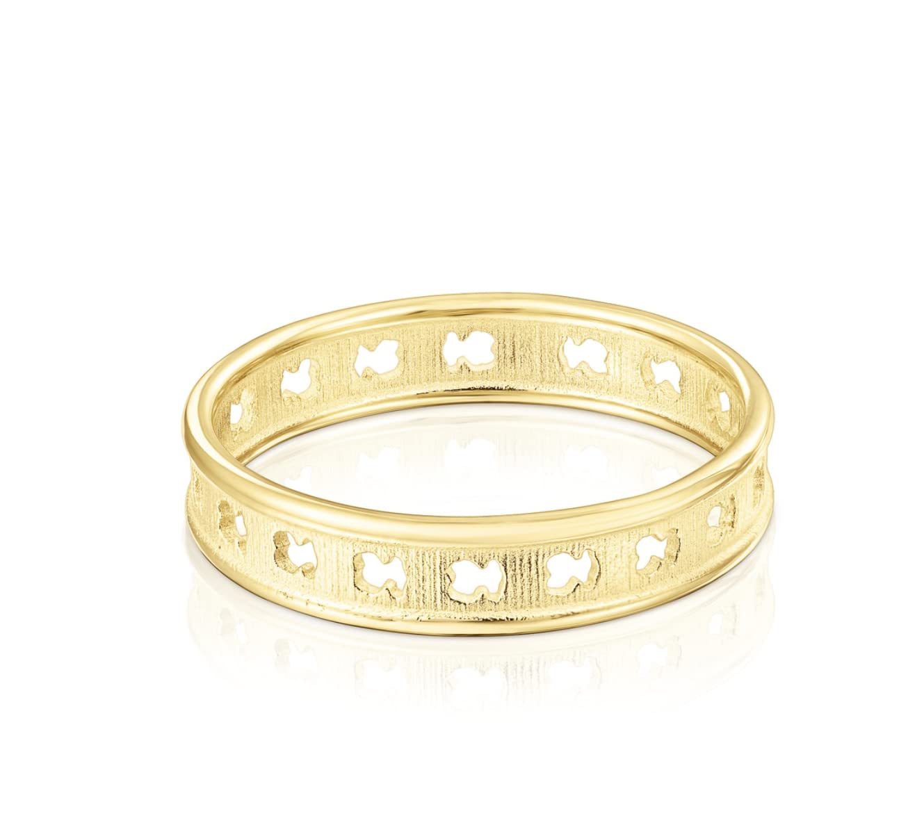 TOUS Anillo con baño de oro 18 kt sobre plata y siluetas de oso TOUS Bear Row