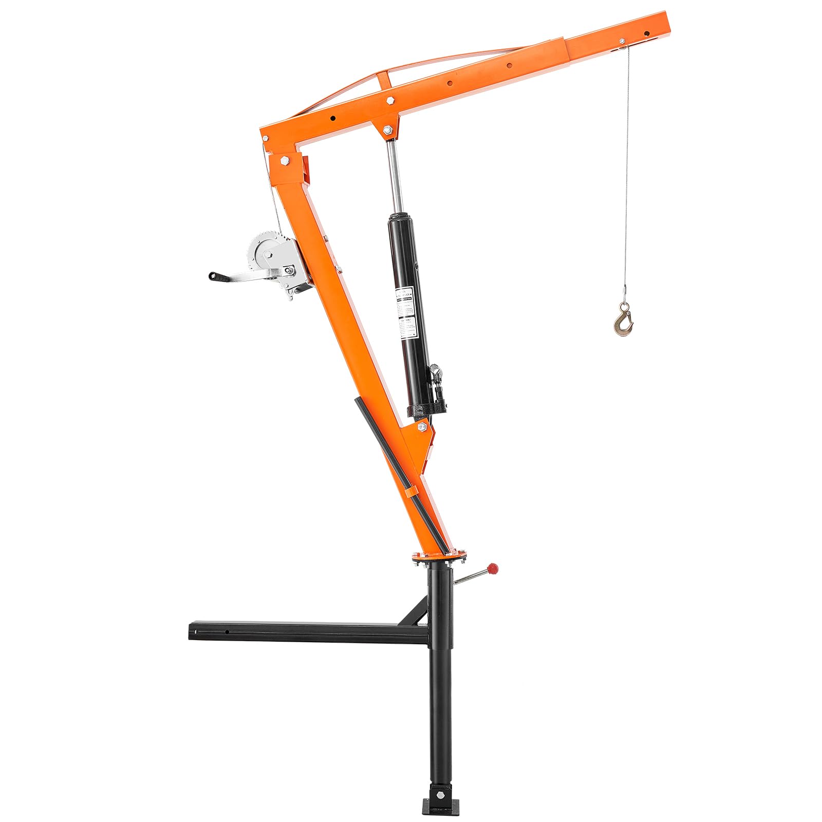 VEVOR Grue hydraulique pour camionnette, capacité de 227 kg, grue montée sur attelage, avec 3 capacités de flèche de 50 kg, 100 kg, 200 kg, pour le levage de marchandises dans la construction, l'usine