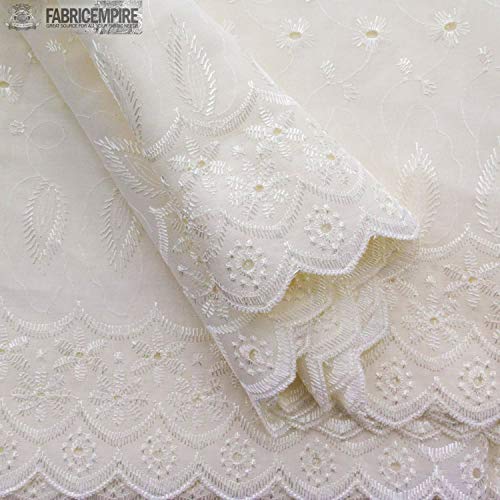 Luxurious Daisy in Leaf 100% Cotton Embroidered Eyelet Fabric – Elegant 42" Wide Designer Material Sold by The Yard (Ivory) 5 Luxurious Daisy in Leaf 100% Cotton Embroidered Eyelet Fabric – Elegant 42" Wide Designer Material Sold by The Yard (Ivory) - Image 4