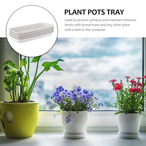 Cabilock Plant Tray 5Pcs Plastic Plant Saucer Drip Trays Flower Box Saucer Rectangular Flower Pot Drip Tray For Planter Pot Window Sill Shelf Drip Tray #TOP6