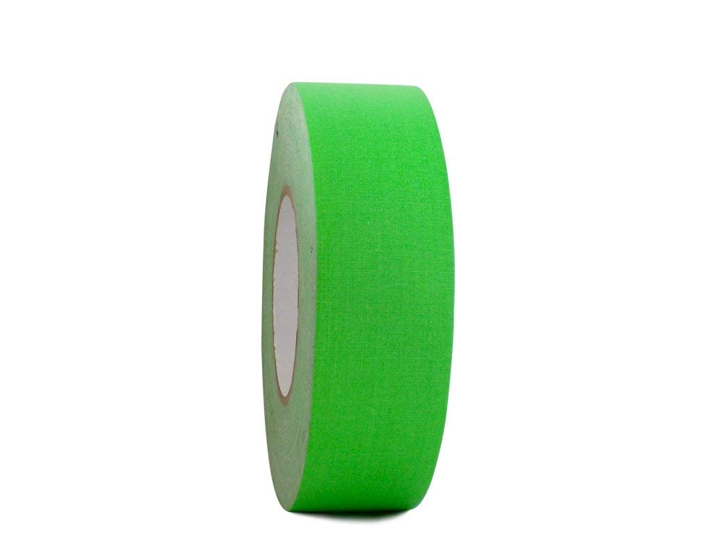 WOD GTMC12F Professional Grade Gaffer Tape, Fluorescent Green - 1/2 inch x 60 ft. No Sticky Residue, For Cables, Non Reflective, Easy to Tear, Gaff Cloth for Trade Shows, Concerts