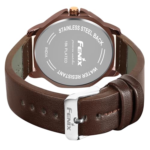 Image of FENIX Time Concept Men's Brown Chronograph Analogue Watch with Leather Strap (Brown)