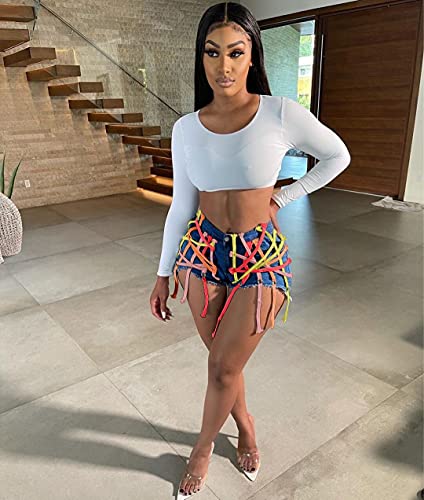 Denim Shorts For Women High Waisted Jeans Junior Summer Frayed Hot Short Pants #TOP1