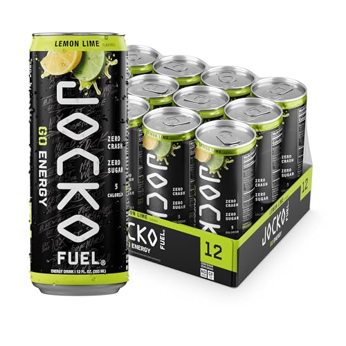 Image of Jocko Fuel GO Energy Drinks, Lemon Lime - 95mg Caffeine with Added Adaptogens, Vitamin B12 & B6, & L Theanine for Mood & Focus Support, No Sugar, 12 Pack - Packaging May Vary