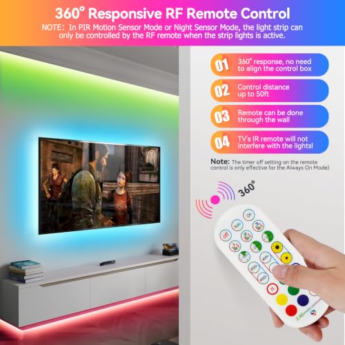 Cinta LED RGB 3 Modos con Sensor y Control App USB 9.8ft miniatura 5