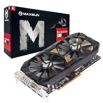 maxsun Placa de Vídeo AMD Radeon RX580 8GB, placa de vídeo de 2048 SP GDDR5 de 256 bits para jogos de PC com 3*DP&1*HDMI&1*DVI Express x 16 3.0 Placa de vídeo para jogos com ventiladores duplos